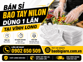 Bán sỉ bao tay nilon dùng 1 lần tại Vĩnh Long