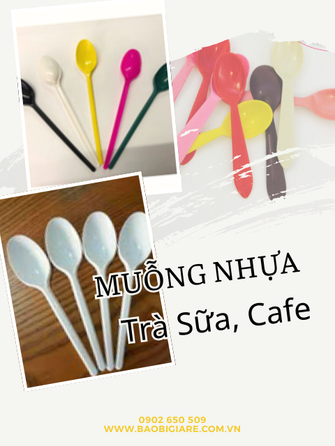 Muỗng nhựa trà sữa cán dài, cán ngắn