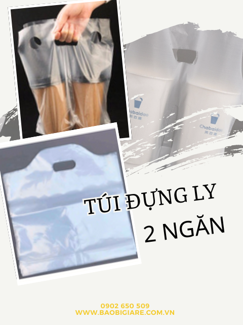 Túi đựng ly trà sữa, cafe... 2 ngăn