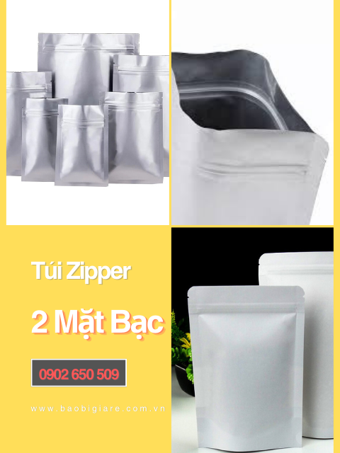 Túi zipper 2 mặt bạc