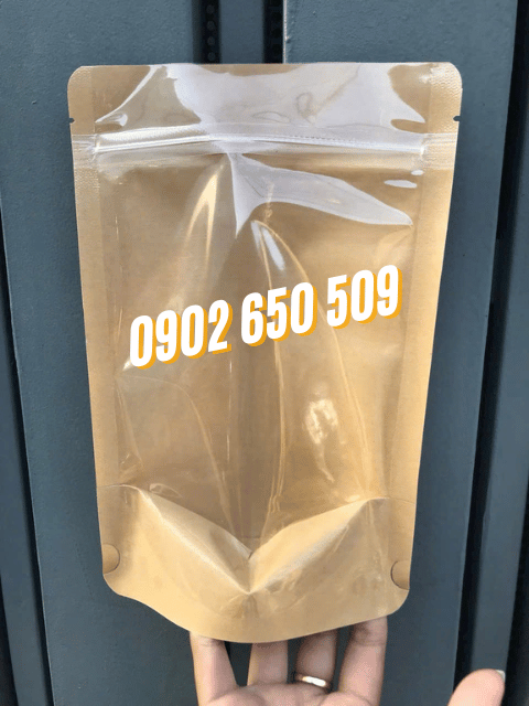 Túi zipper giấy kraft 1 mặt giấy, 1 mặt trong